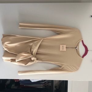 Nude long sleeve super down dress